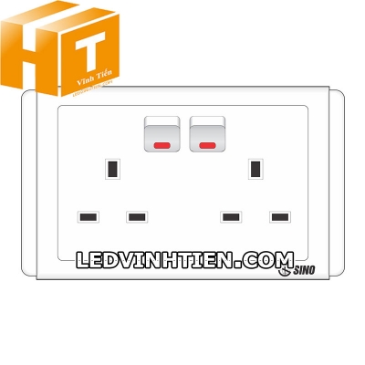 Ổ cắm đôi 3 chấu vuông S6825S Sino Vanlock