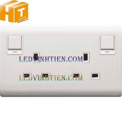 Ổ cắm đôi 3 chân 13A E82T25DN_WE
