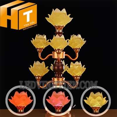 Đèn hoa sen 7 bông đủ màu