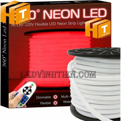 Đèn led dây neon flex 220V ống tròn màu đỏ