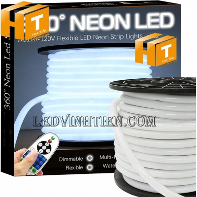 Đèn led dây neon flex 220V ống tròn màu trắng