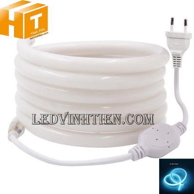 Đèn led dây neon flex 220V ống tròn màu xanh ngọc