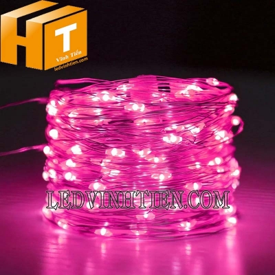 Đèn led đom đóm dùng adapter màu hồng