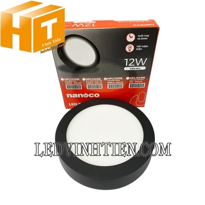 Đèn led panel ốp trần 12W viền đen Nanoco