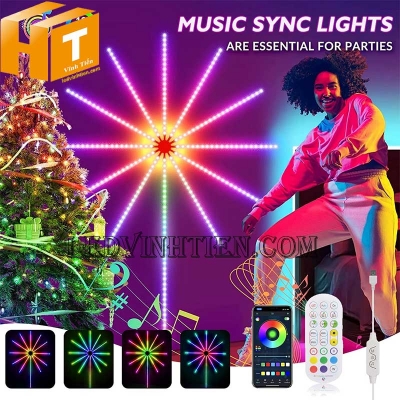 Đèn led pháo hoa nháy theo nhạc kết nối bluetooth, app