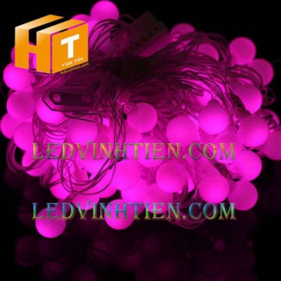 Đèn led dây bi đục màu hồng