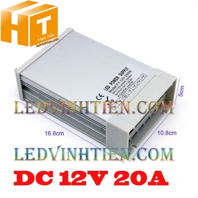 Nguồn 12V 20A vỏ nhôm ngoài trời