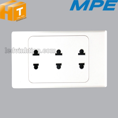 Ổ cắm 3, 2 chấu đế liền 16A A20US3N