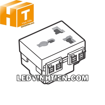 Ổ cắm 3 chấu 2 thiết bị có màn che Sino Vanlock