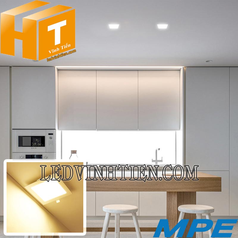 Đèn led panel âm trần vuông dimmer 18W dùng chiếu sáng phòng bếp, bàn ăn, phòng ngủ