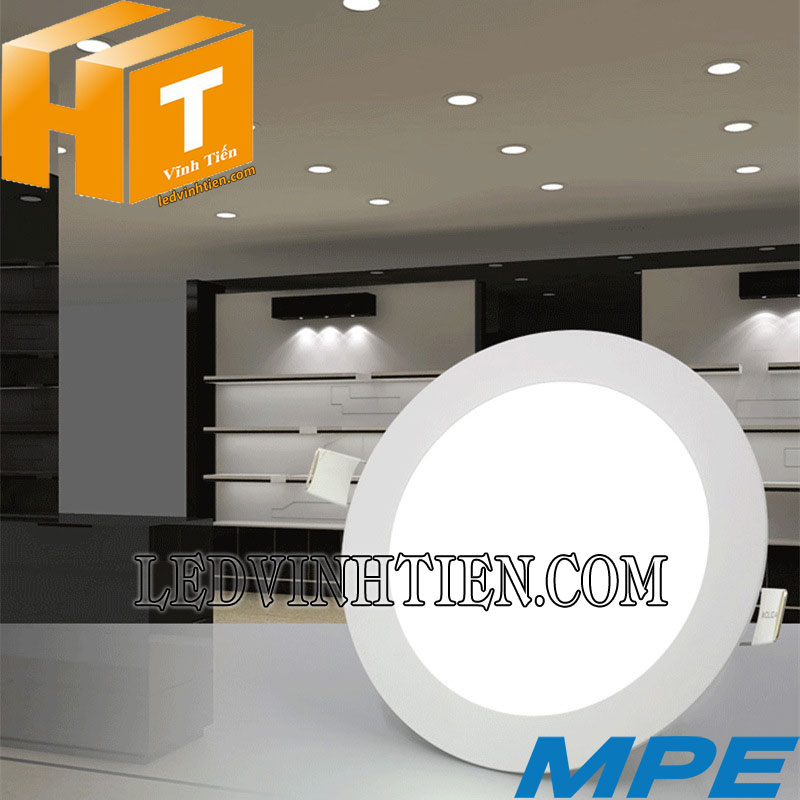 Đèn led panel âm trần tròn dimmer 12W dùng chiếu sáng phòng khách, nhà bếp