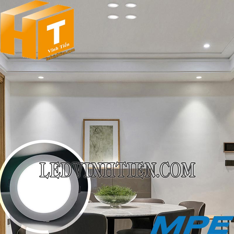 Đèn led panel âm trần tròn dimmer 24W chiếu sáng phòng ăn, phòng ngủ, nhà hàng