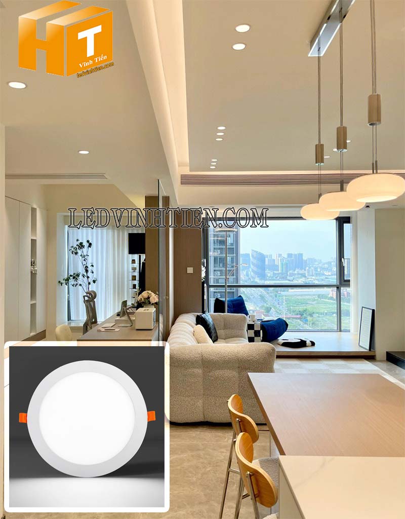 Đèn led panel tròn RPE-6W trắng, vàng dùng chiếu sáng bàn làm việc, phòng khách