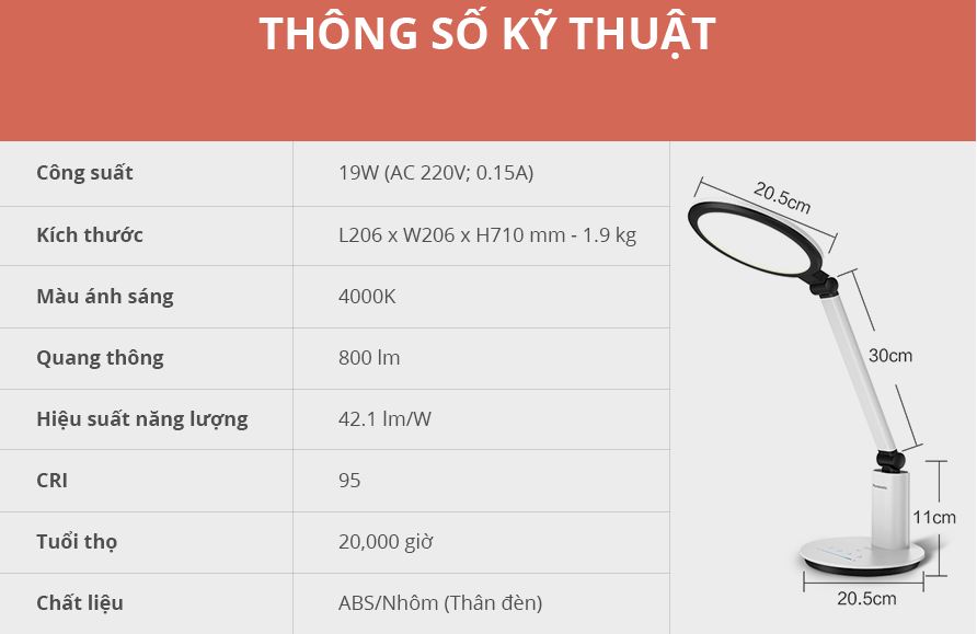 Đèn led  để bàn học, đọc sách HH-LT0623 Panasonic, loại tốt, giá rẻ, chất lượng, chính hãng