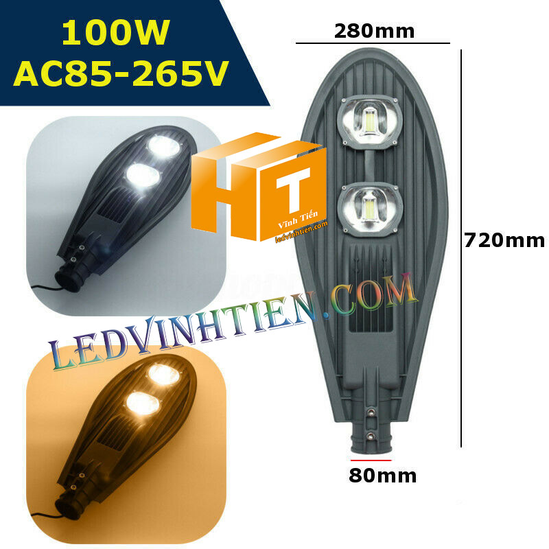 Hình ảnh chỉ tiết từng góc cạnh đèn đường led 100W chiếc lá, đủ công suất, loại tốt, giá rẻ, chất lượng, chiếu sáng phố, công viên, quảng trường, bãi đổ xe, đường mòn, với chip led mỹ, đài loan, nhật, như  Chip LED như Cree,Osram, Nichia, Bridgelux, Epistar, driver done, meanwell, philips, chống sét, ánh sáng trắng, vàng, trung tính (6000k-6500k, 3000k-3500k, 4000k-4500k) vỏ đen, xám, ledvinhtien.com