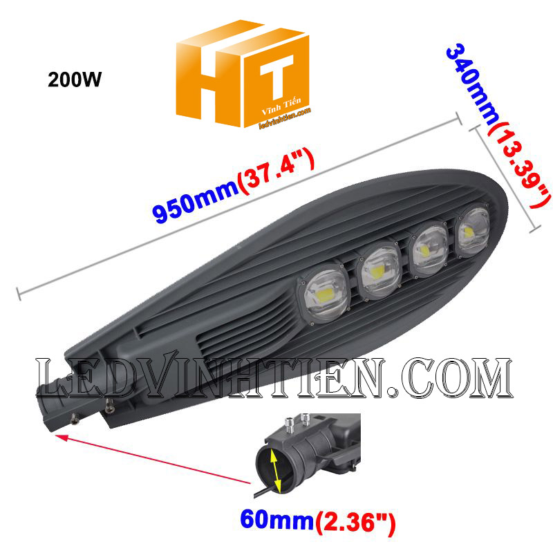 Hình ảnh chỉ tiết từng góc cạnh đèn đường led 200W chiếc lá, đủ công suất, loại tốt, giá rẻ, chất lượng, chiếu sáng phố, công viên, quảng trường, bãi đổ xe, đường mòn, với chip led mỹ, đài loan, nhật, như  Chip LED như Cree,Osram, Nichia, Bridgelux, Epistar, driver done, meanwell, philips, chống sét, ánh sáng trắng, vàng, trung tính (6000k-6500k, 3000k-3500k, 4000k-4500k) vỏ đen, xám, ledvinhtien.com