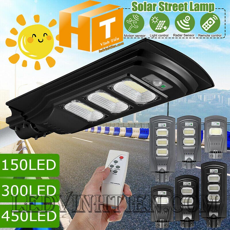 Đèn đường led năng lượng mặt trời 100W pin liền thể, giá rẻ, Ledvinhtien.com