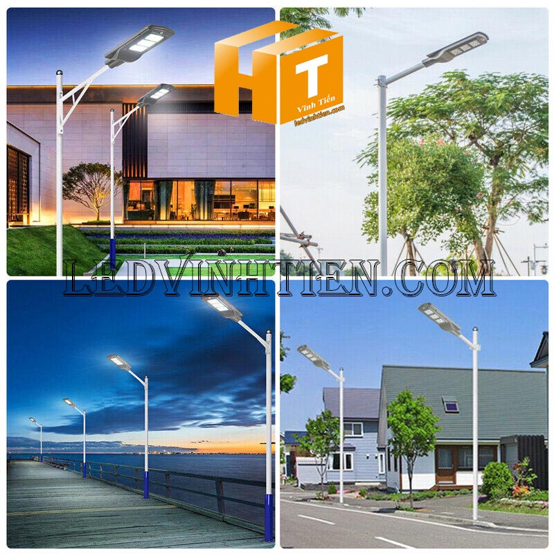 Đèn đường led năng lượng mặt trời 30W pin liền thể loại tốt, giá rẻ, ngoài trời, ánh sáng trắng, vàng pin dính liền