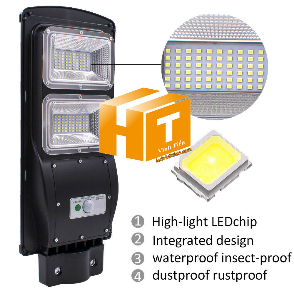 Đèn đường led năng lượng mặt trời 40W pin liền thể, giá rẻ, Ledvinhtien.com