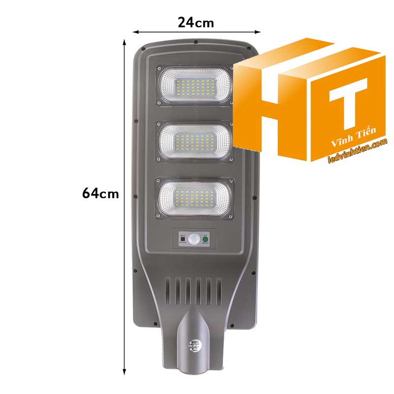 Đèn đường led năng lượng mặt trời 60W pin liền thể loại tốt, giá rẻ, ngoài trời, ánh sáng trắng, vàng pin dính liền