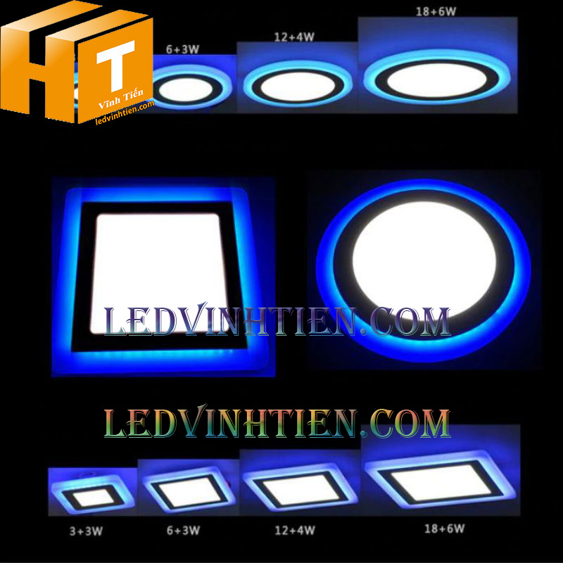 Đèn led âm trần vuông 12+4w 3 chế độ giá rẻ