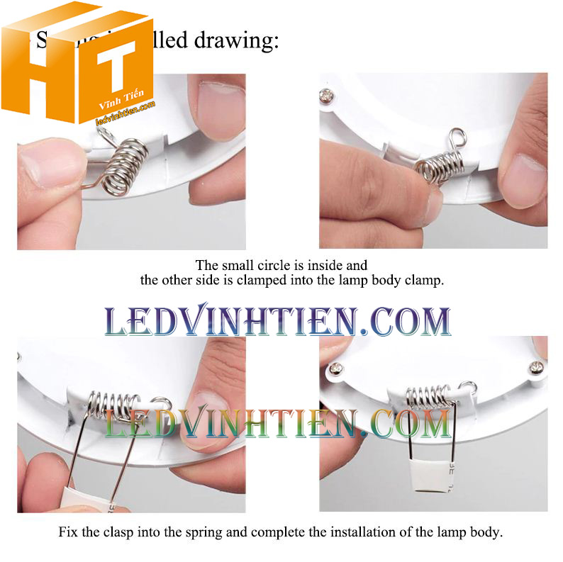 Cách cài tay đèn led âm trần vuông 12+4w