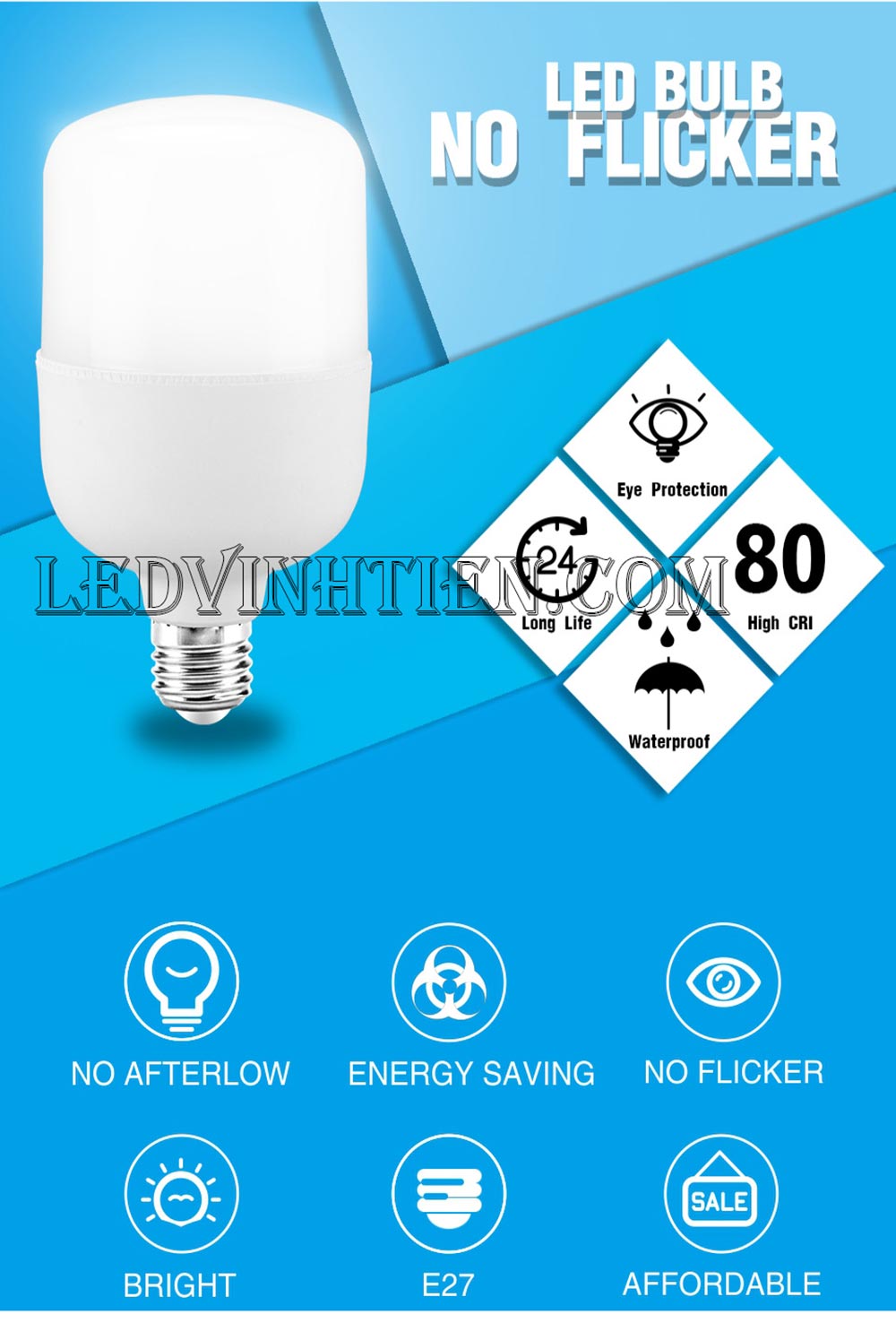 Đèn led búp trụ 15W loại tốt, giá rẻ, chất lượng, dùng chiếu sáng nội thất