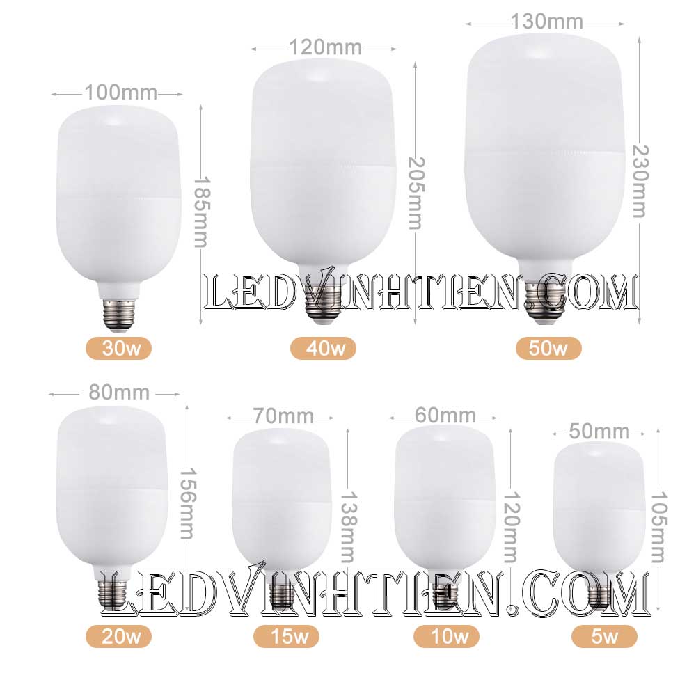 Đèn led búp trụ 20W loại tốt, giá rẻ, chất lượng, dùng chiếu sáng nội thất