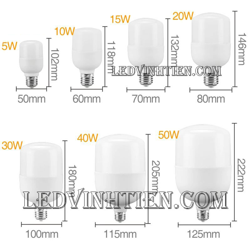 Đèn led búp trụ 20W loại tốt, giá rẻ, chất lượng, dùng chiếu sáng nội thất