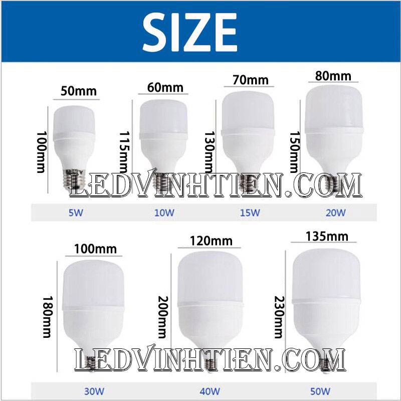 Bóng Đèn led búp trụ 50W vĩnh tiến