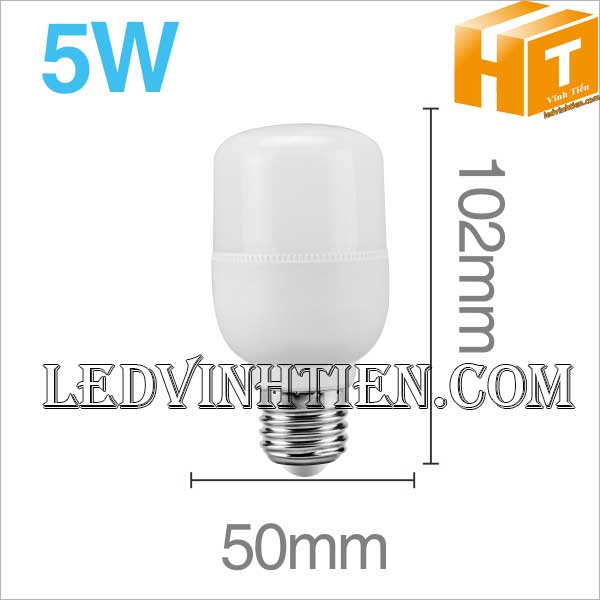 Bóng Đèn led búp trụ 5W sáng trắng, vàng, loại tốt dùng trang trí nội thất, quán cà phê, LEDVINHTIEN.COM