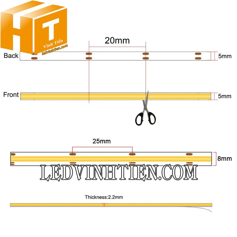 Cách cắt dây đèn led COB