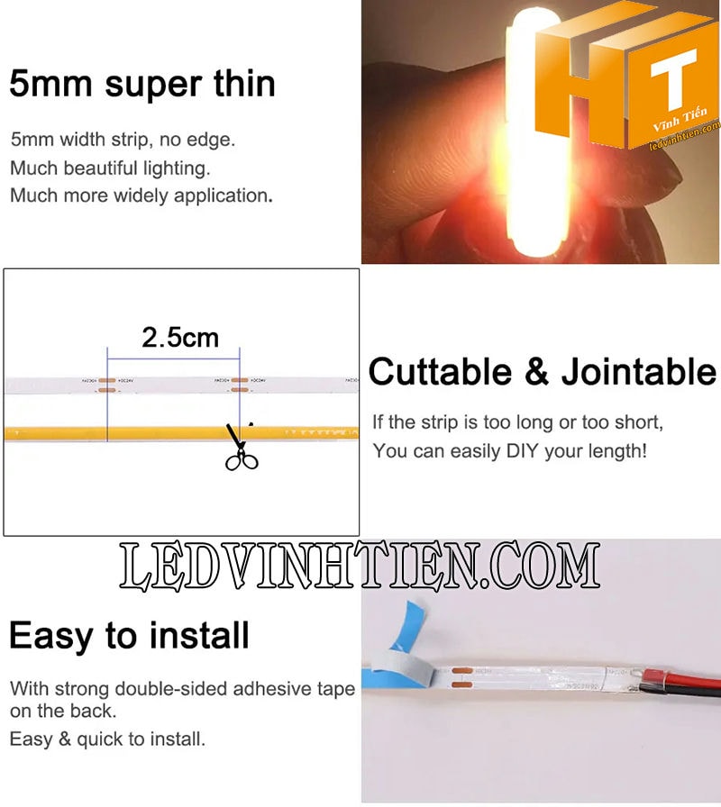 Led dây COB 12V DC 5m