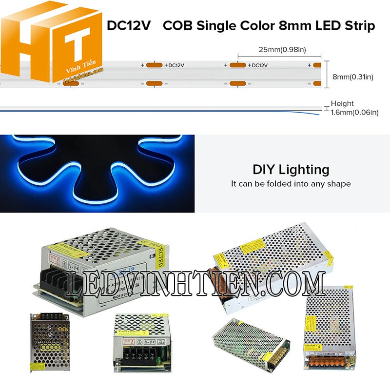 Đèn led dây COB dùng điện 12V