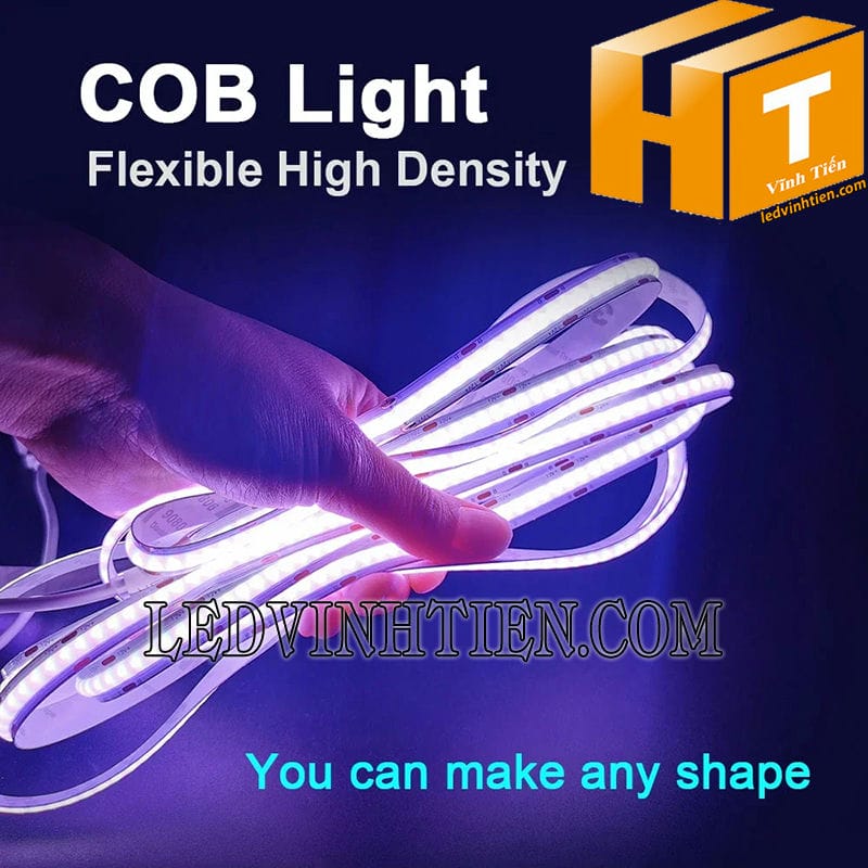 Đèn led dây COB uốn dẻo màu tím