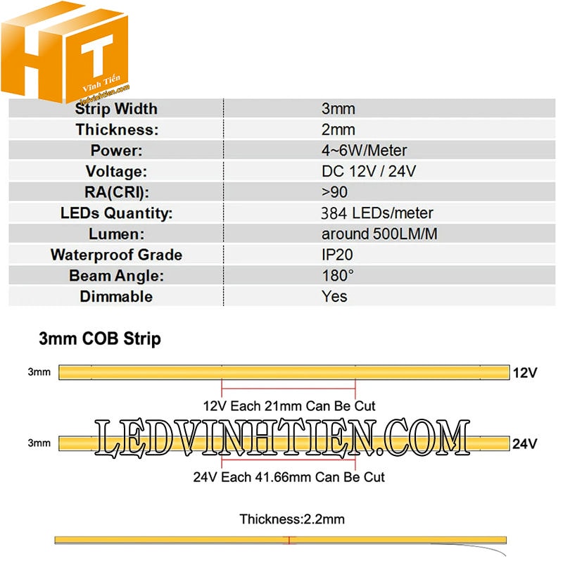 Bán đèn led dây COB giá rẻ tại TPHCM