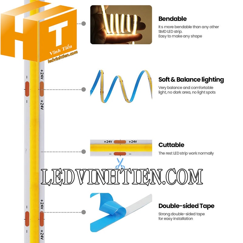 Đèn led dây COB 12V siêu sáng