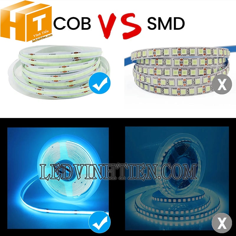 Led dây dán COB màu xanh dương cao cấp