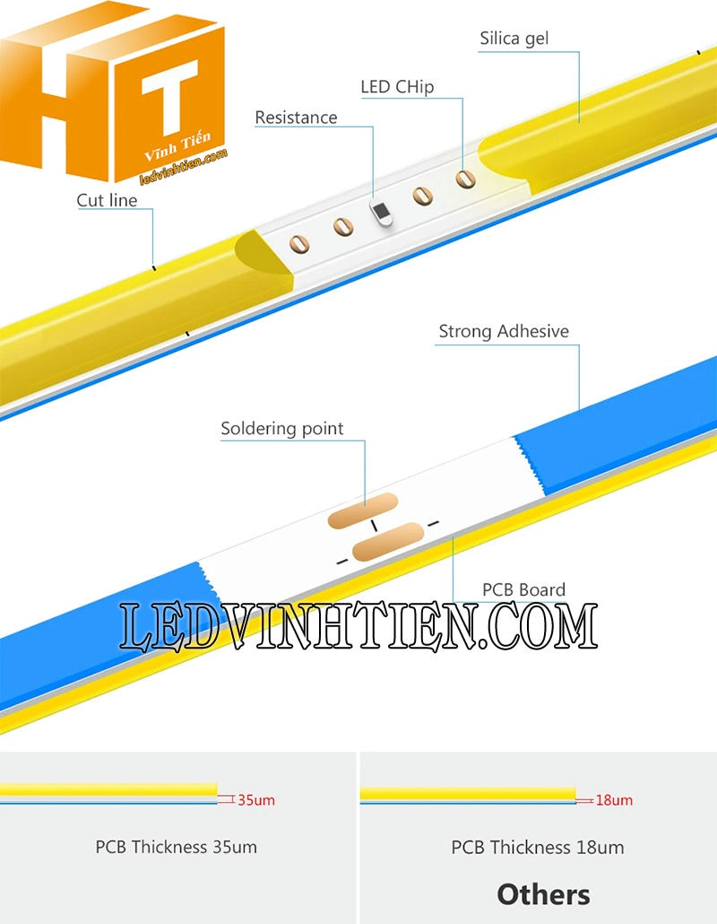 Đèn led dây dẻo COB loại tốt