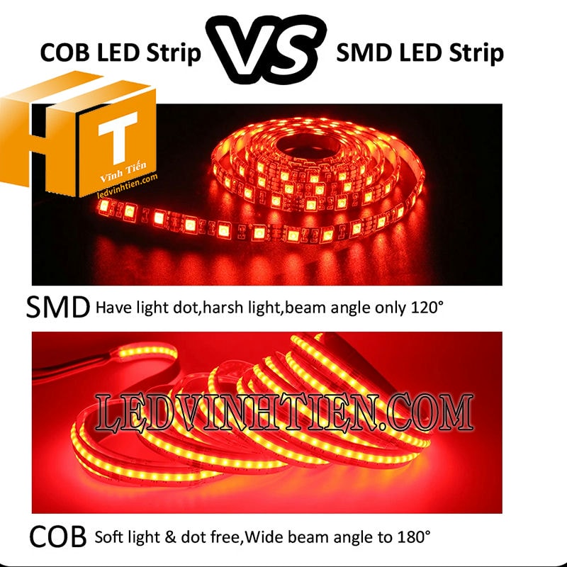 Led dây COB ánh sáng màu đỏ