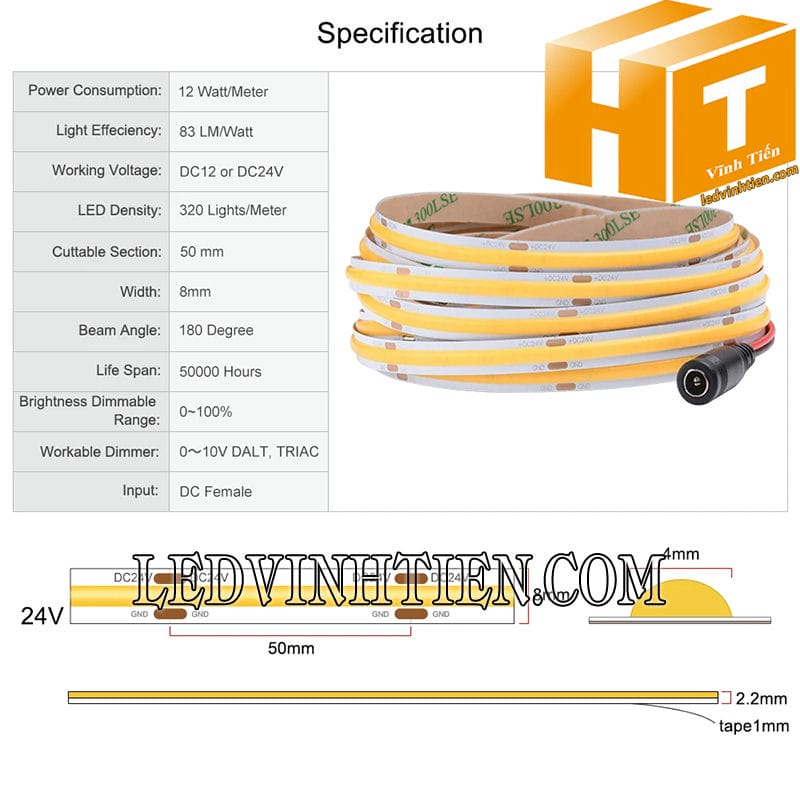 Đèn led dây COB 24V