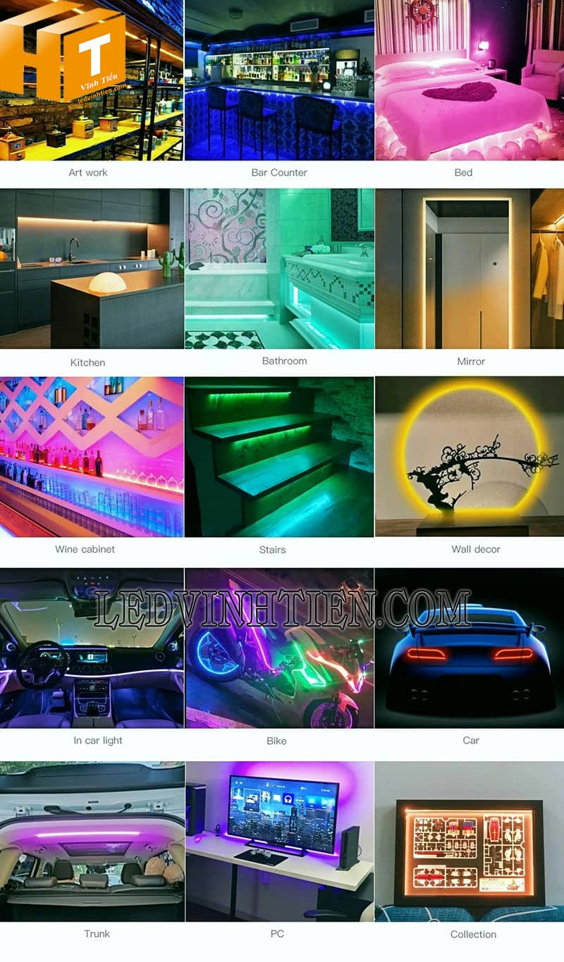 Đèn led dây dán COB 24V trang trí nội thất
