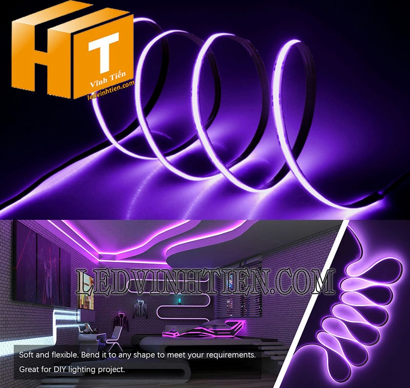 Led dây dẻo COB màu tím cuộn 10m