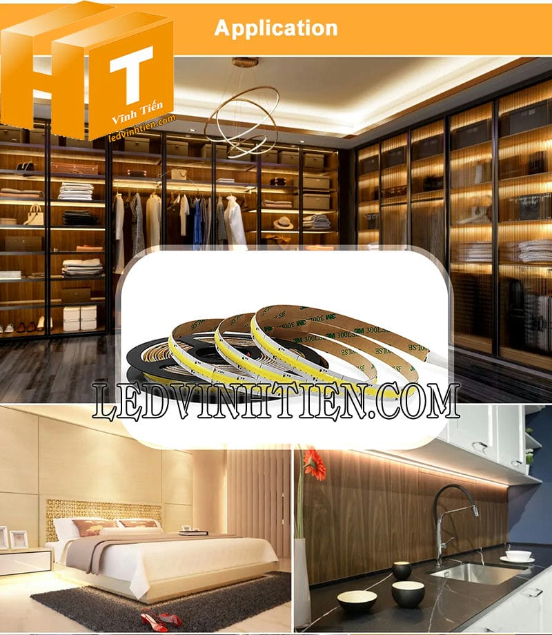 Đèn led dây COB ánh sáng màu vàng chùa