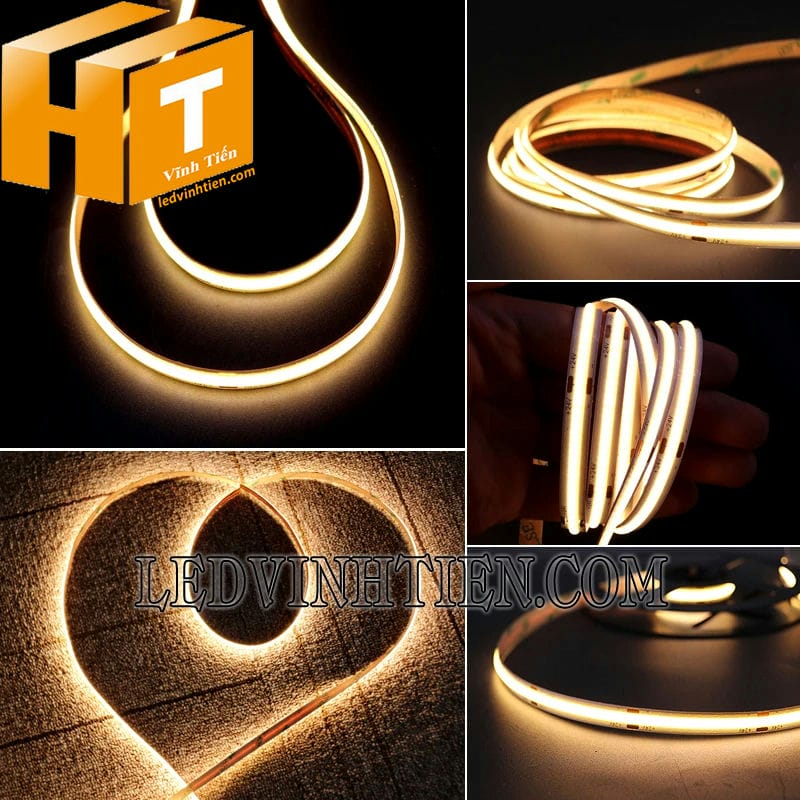 Led dây 24V COB màu vàng đậm siêu sáng