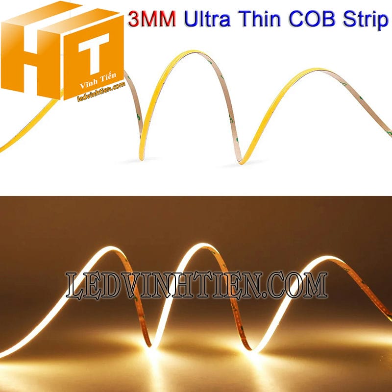 Led dây dán COB 24V màu vàng cao cấp