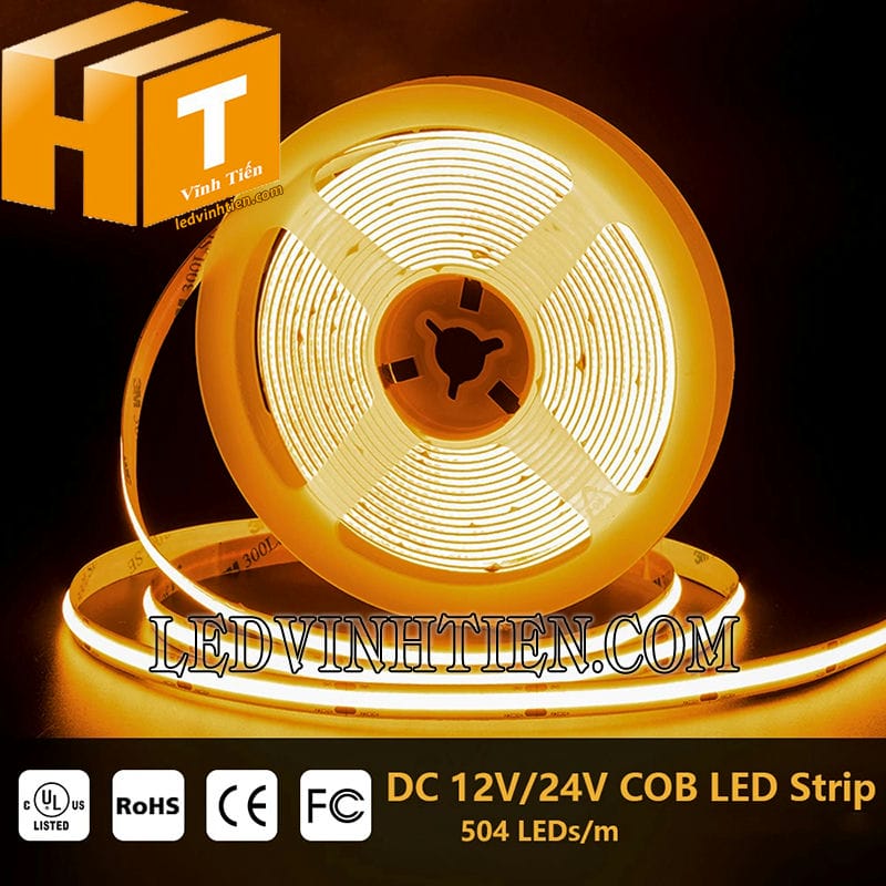 Led dây dán COB màu vàng đậm
