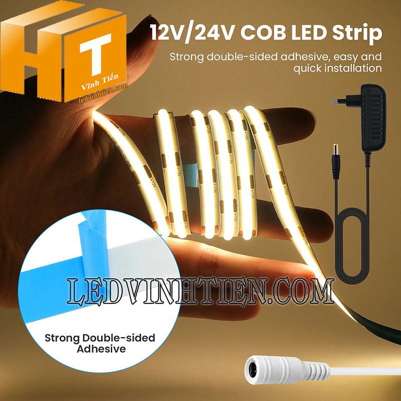 Đèn led dây COB màu vàng