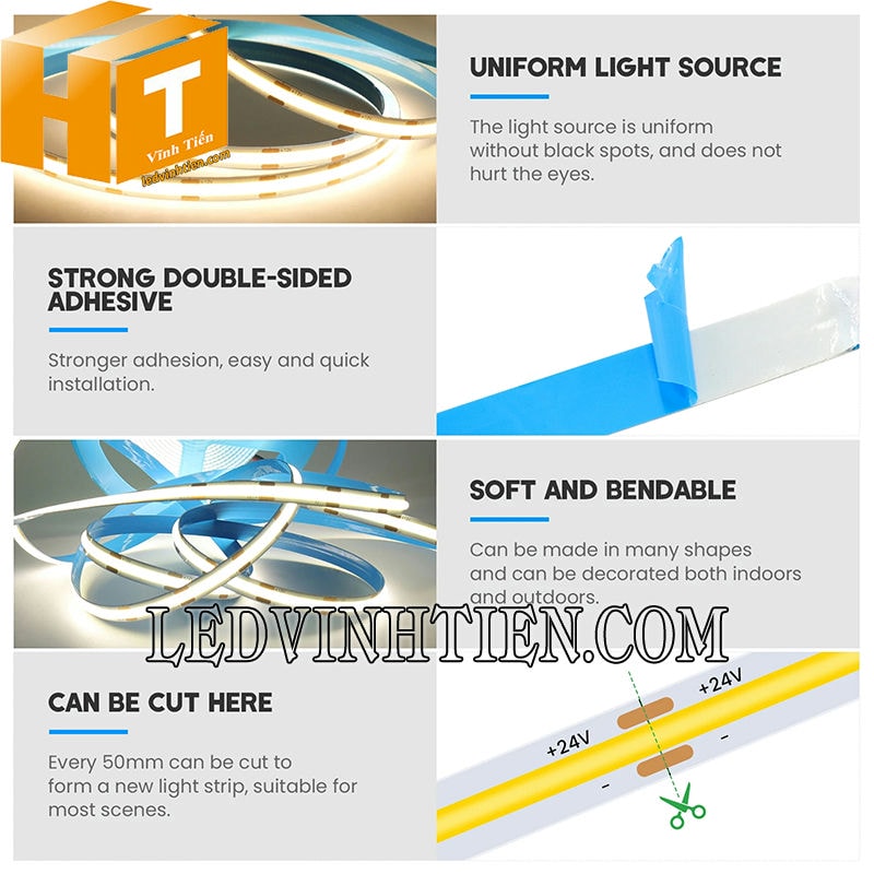 Đèn led dây COB 24V siêu sáng