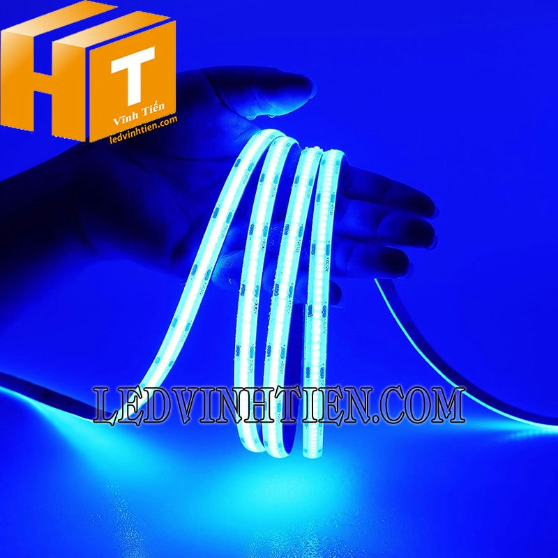 Led dây dán 24V cob màu xanh dương siêu sáng